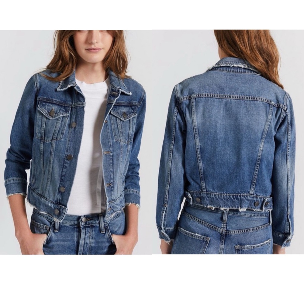 Current/Elliott The Baby Trucker Blue‎ Classic Casual Denim Jean Jacket SZ 0 NEW